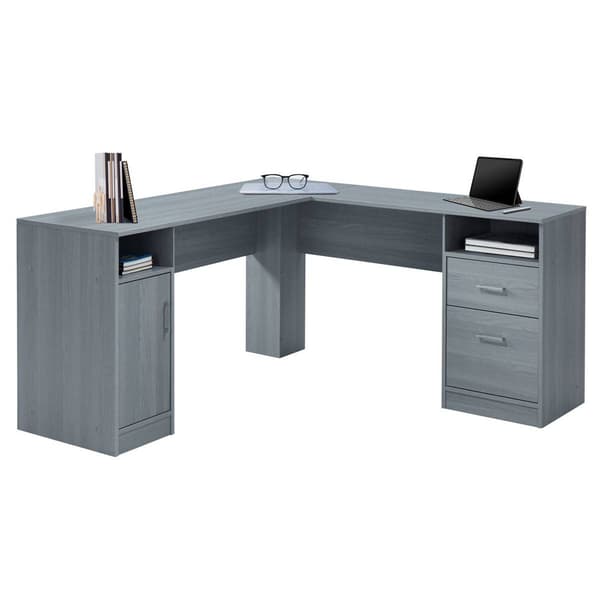 Techni Mobili 59"W Functional L-Shape Desk w/ Storage