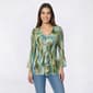 Womens Floral & Ivy 3/4 Sleeve Ruffle Neck Leaf Pleater Blouse - image 1