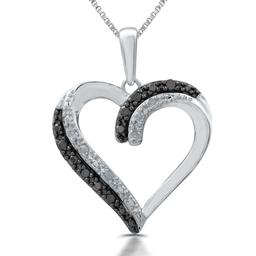 1/10ctw. Black and White Heart Pendant