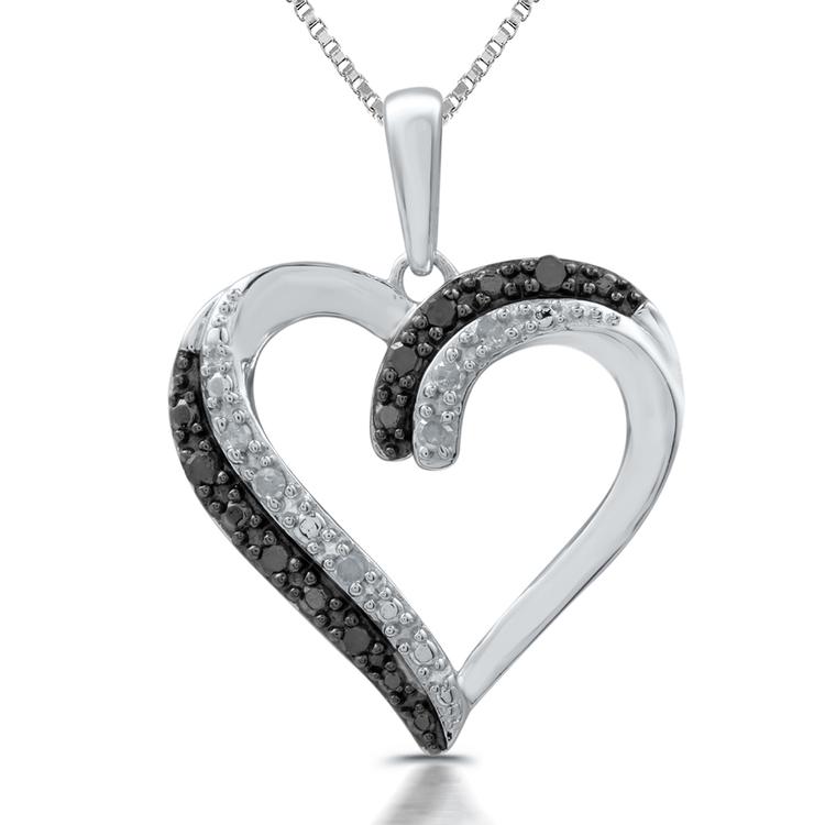 1/10ctw. Black and White Heart Pendant