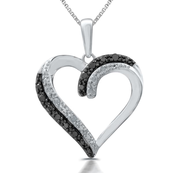 1/10ctw. Black and White Heart Pendant - image 