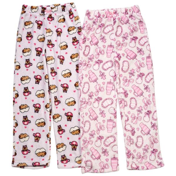 Girls (7-16) Betsey Johnson 2pk. Capy/Coquette Plush Pajama Pants - image 