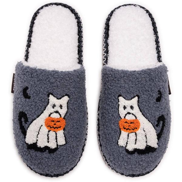 Womens MUK LUKS® Punch Needle Scuff Ghost Cat Slip On Slippers