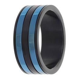 Mens Lynx Stainless Steel Thin Blue Line Ring
