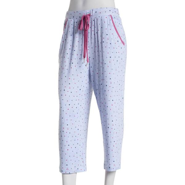 Womens Jaclyn Heart Dot Ribbed Capris Pajama Pants - image 