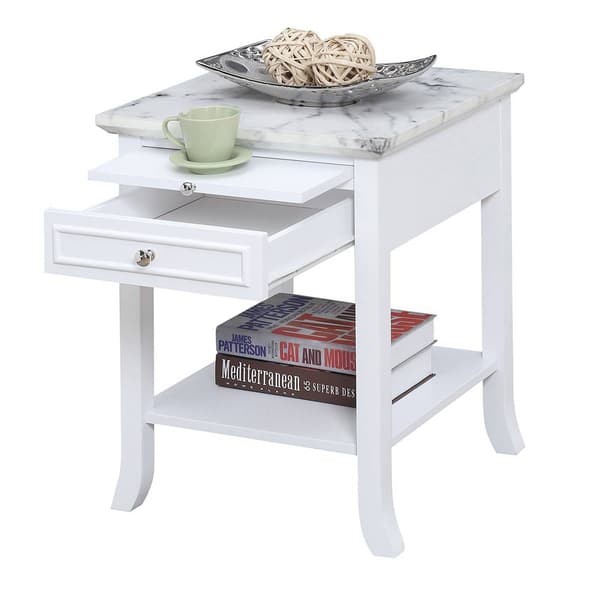 Convenience Concepts American Heritage Marble End Table - White