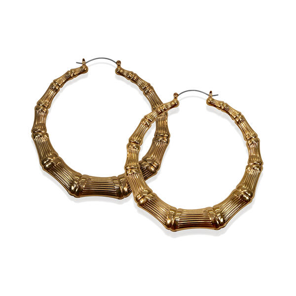 Guess Extra Large Bamboo Textures Hoop Earrings - image 