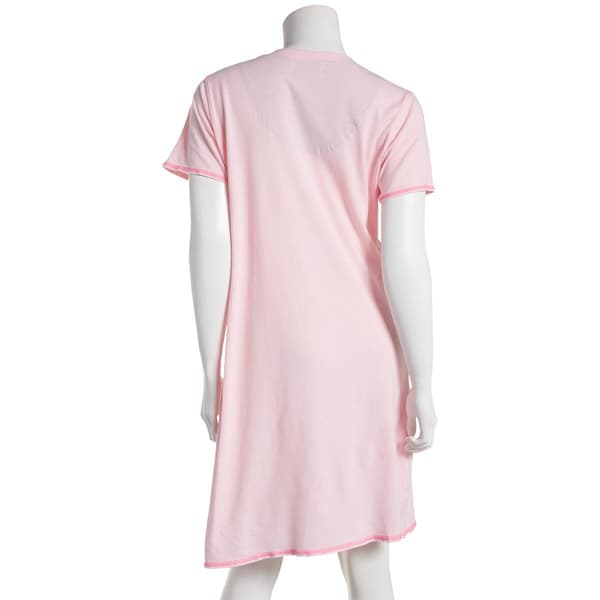 Womens Rene Rofe I Don''t Do Morning Embroidered Nightshirt - Pink