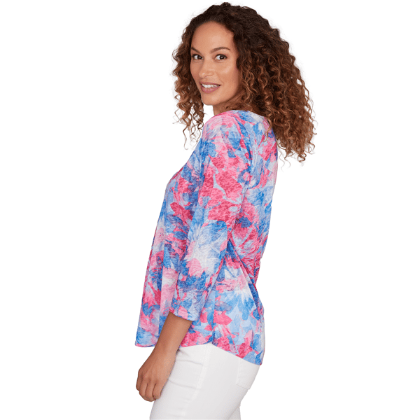 Womens Ruby Rd. California Dreaming Tie Dye Floral Blouse