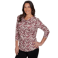 Petite Emaline Key Items 3/4 Sleeve Cowl Neck Medallion Blouse - image 3