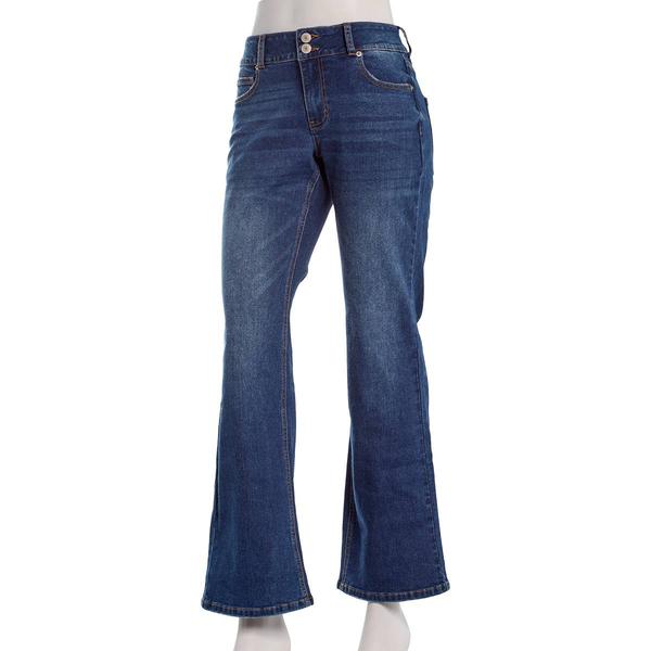 Juniors No Comment Mid Rise 2 Button Bootcut Jeans