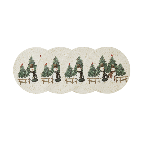 Avanti Linens Country Snowman Round Placemats - Set of 4