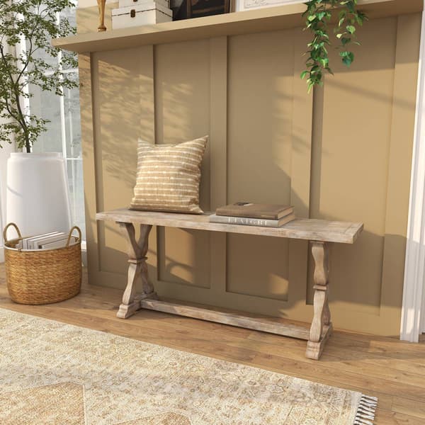 9th & Pike® Farmhouse Brown Wood Bench