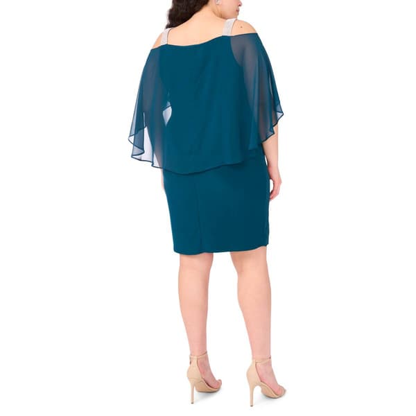 Plus Size MSK Capelet Overlay Side Drape A-Line Dress