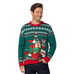 Mens Holiday Hype Drunk Gnomes Presents Ugly Christmas Sweater