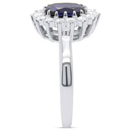 Nova Star® Oval Lab Grown Sapphire with Lab Grown Diamond Ring