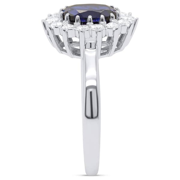 Nova Star® Oval Lab Grown Sapphire with Lab Grown Diamond Ring