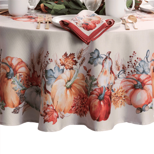 Threadmade Botanical Harvest Pumpkin Engineered Tablecloth