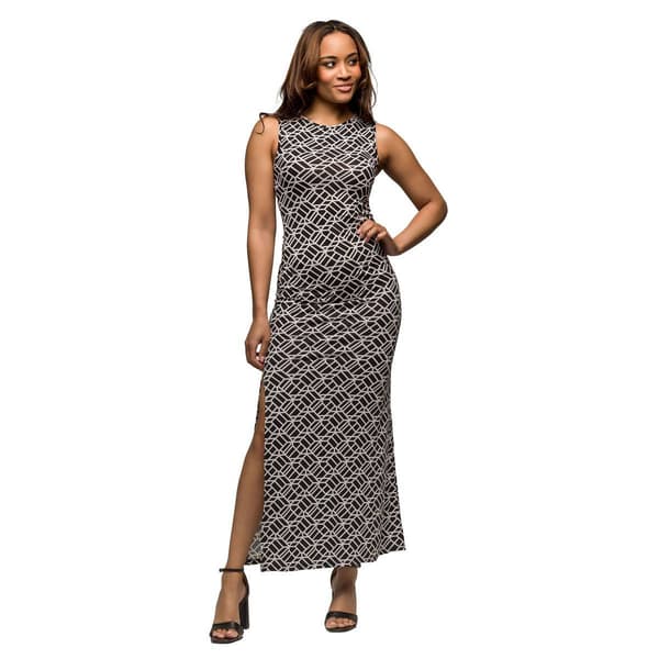 Womens 24/7 Comfort Apparel Black & White Sleeveless Maxi Dress