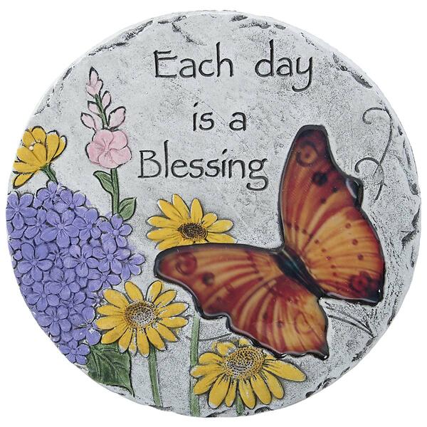 Each day is a Blessing Butterfly & Flowers Stepping Stone - image 