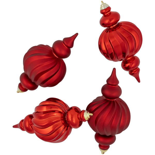 Northlight 4ct. 2-Finish  Finial Shatterproof Christmas Ornaments