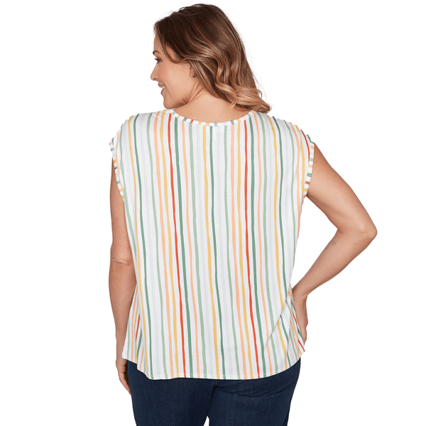 Plus Size Emaline Key Items Cap Sleeve Stripe Tee