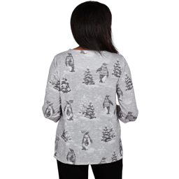 Petite Alfred Dunner Classics Penguins and Trees Blouse