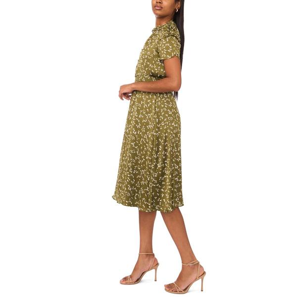 Petite MSK Short Puff Sleeve Leaf Chiffon A-Line Dress