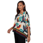Womens Ruby Rd. Tropical Noir Elbow Sleeve Paradise Birds Blouse - image 3