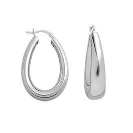 Sterling Silver 40mm Oval Clicktop Hoop Earrings