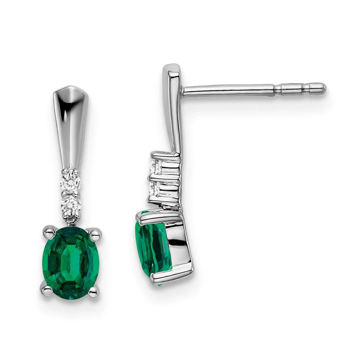 14kt. White Gold Created Emerald Stud Earrings