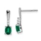 14kt. White Gold Created Emerald Stud Earrings - image 1