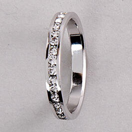 Sterling Silver Channel Set Crystal Eternity Band Ring