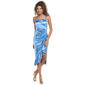 Juniors Emerald Sundae Stretch Satin Ruffle Cross Back Midi Dress - image 1