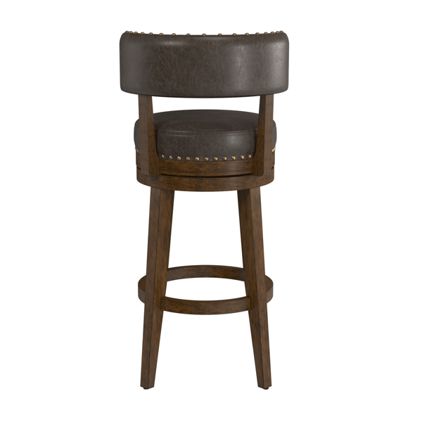 HH2 Home Lawton Wood & Upholstered Swivel Bar Height Stool