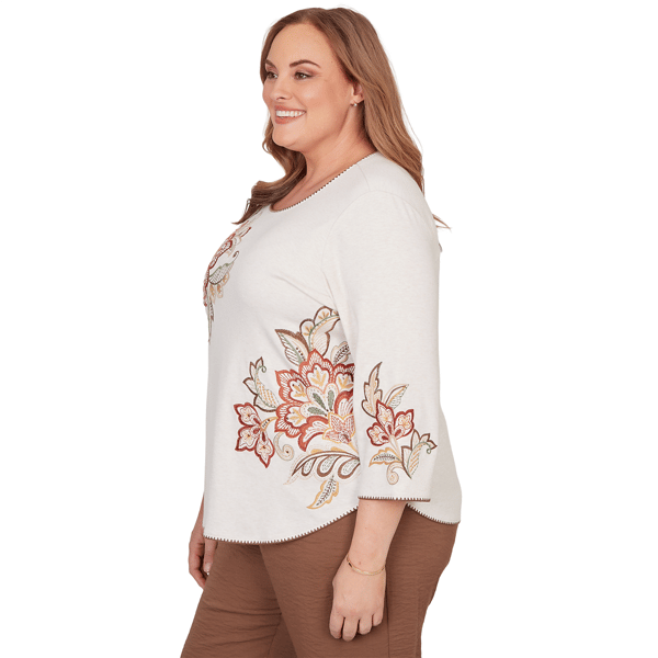 Plus Size Alfred Dunner Spice Market Floral Embroidery Blouse