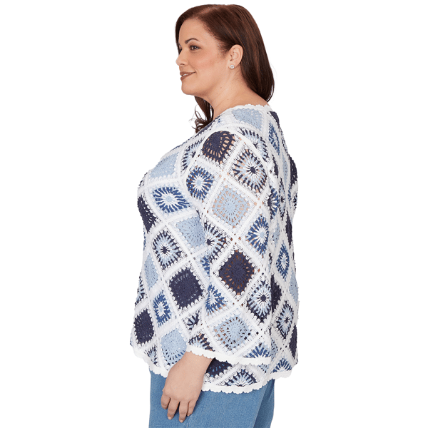 Plus Size Alfred Dunner Austin Long Sleeve Crochet Sweater