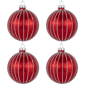Northlight 4ct Shiny Red Striped Glass Ball Christmas Ornaments - image 5