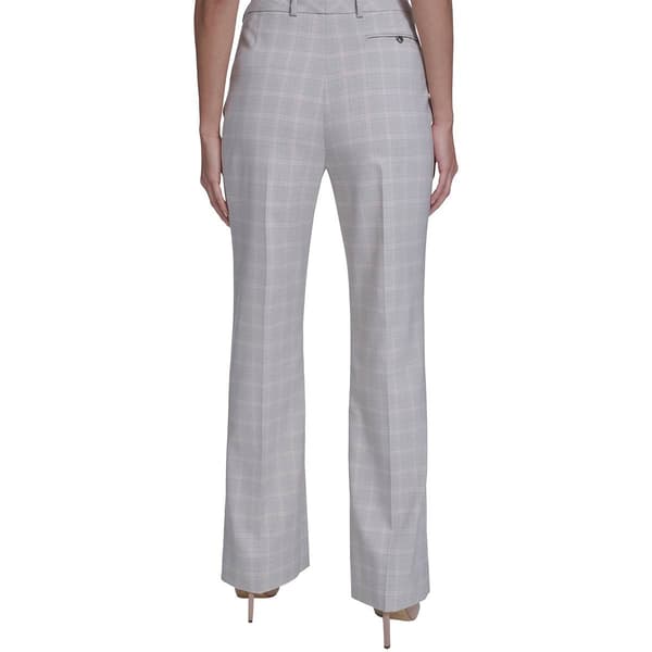 Womens Calvin Klein Button Front Straight Leg Plaid Dress Pants