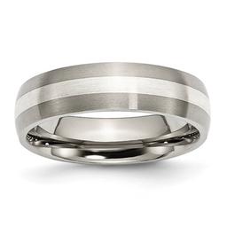 Mens Endless Affection(tm) Sterling Silver Inlay 6mm Wedding Band