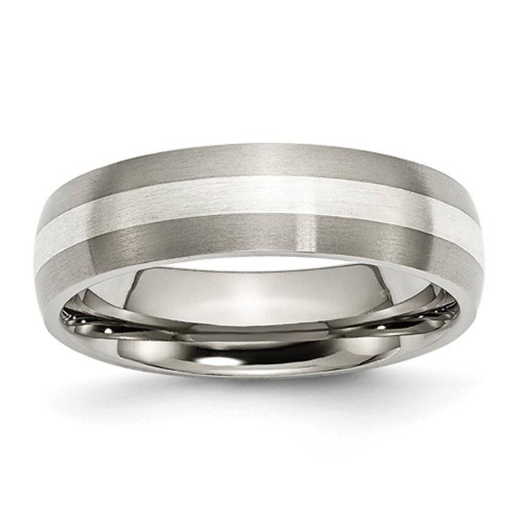 Mens Endless Affection(tm) Sterling Silver Inlay 6mm Wedding Band