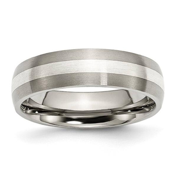 Mens Endless Affection&#40;tm&#41; Sterling Silver Inlay 6mm Wedding Band - image 
