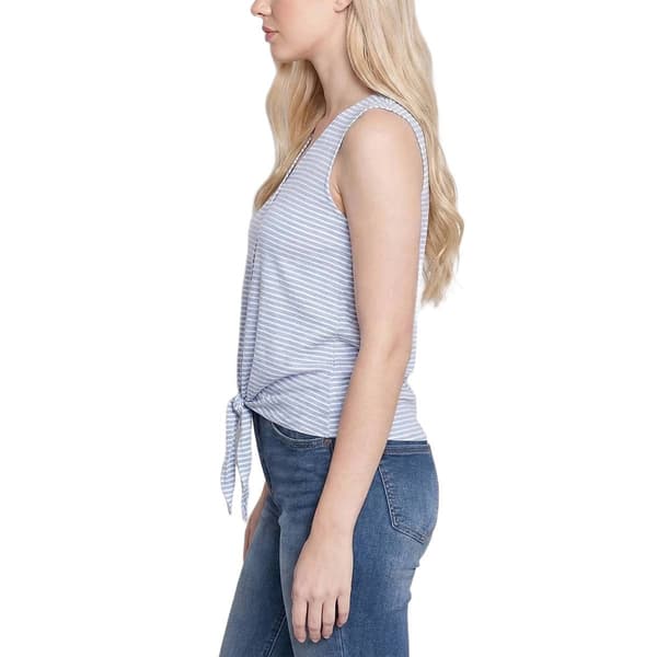Womens NY Collection Sleeveless Stripe Tie Front Blouse