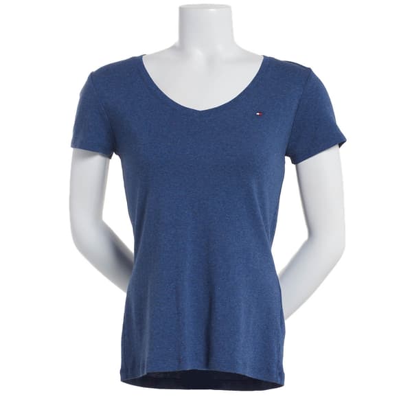 Womens Tommy Hilfiger Sport Short Sleeve Solid V-Neck Tee