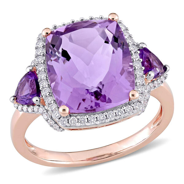 Gemstones Classics&#40;tm&#41; 14kt. Rose Gold Rose de France Amethyst Ring - image 