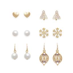 6pc. Heart/Tree/Ornament Stud Earring Set