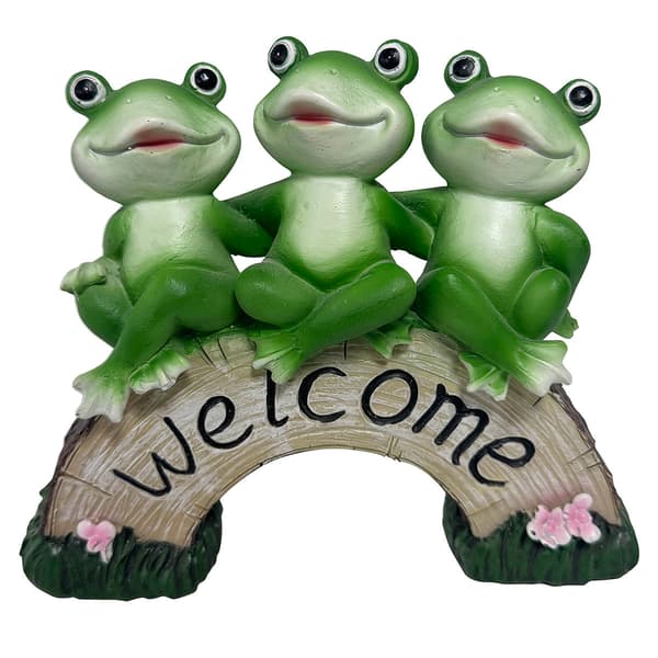 Resin 3 Frog Welcome Statue - image 