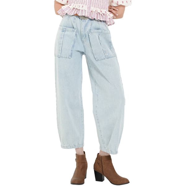 Womens MNK Patch Pocket Barrel Denim Jeans