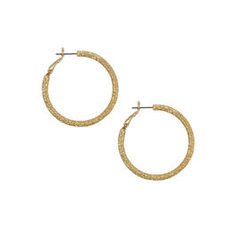 Freedom Gold-Tone Diamond Dust Clutchless Hoop Earrings
