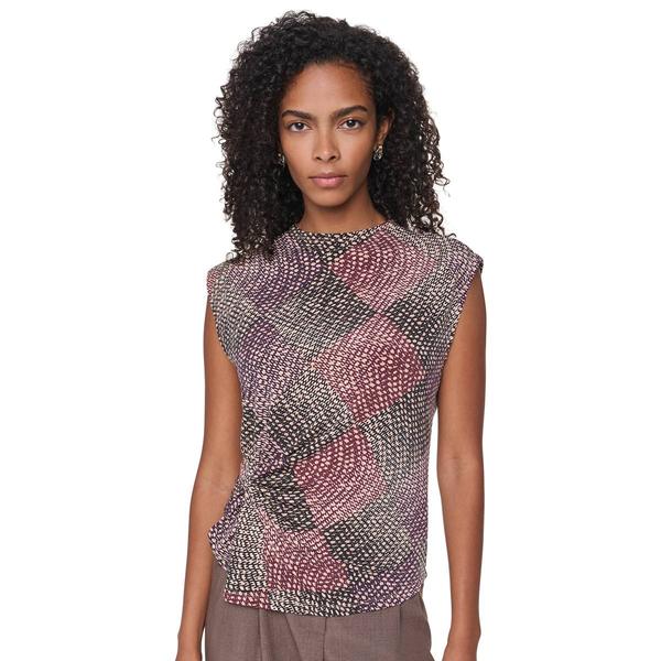 Womens DKNY Sleeveless Diamond Dot Twist Front Blouse - image 